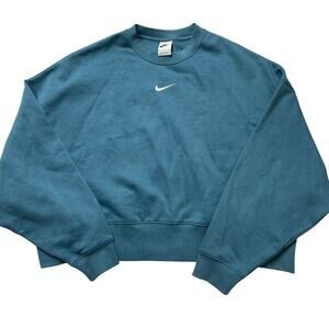 Nike Phoenix Oversized Crewneck Sweatshirt Teal Blue Sz Medium Women's Cotton